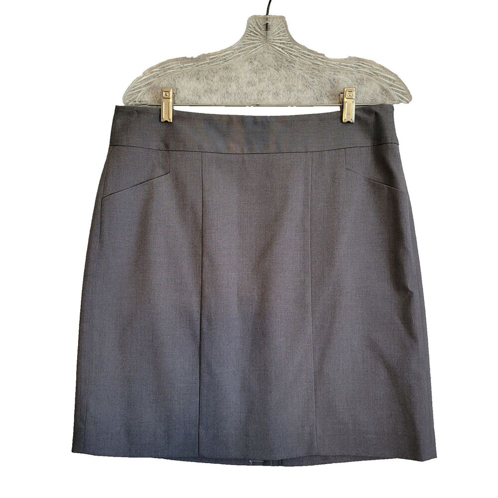 Ann Taylor Loft Skirt Women 8 Gray Side Zip Lined Pockets Preppy Office